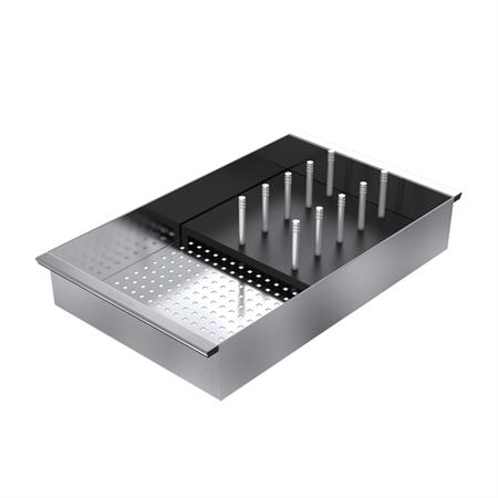 BARAZZA VASSOIO FORATO INOX DA 25X43 C/SCOLAPIATTI HPL N
