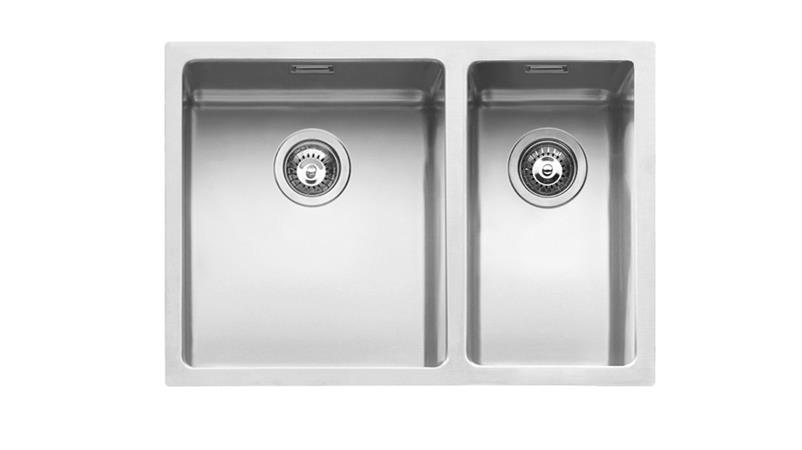 BARAZZA DOPPIA VASCA QUADRA R.15 SOTTOTOP 58,5X44 INOX