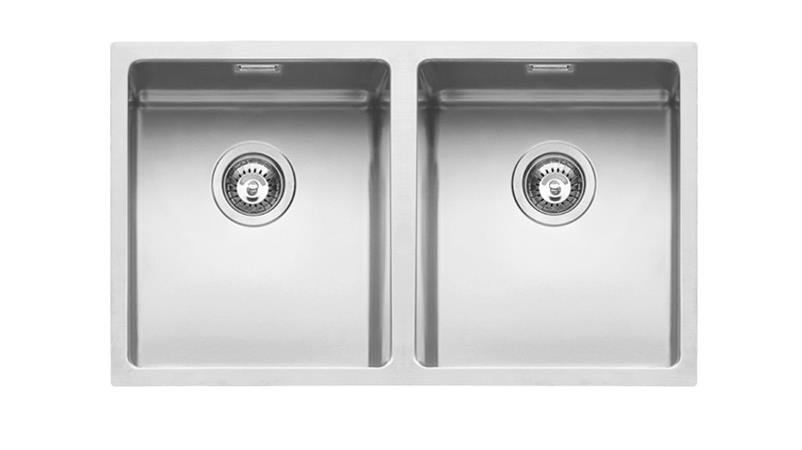 BARAZZA DOPPIA VASCA QUADRA R.15 SOTTOTOP 75X44 INOX