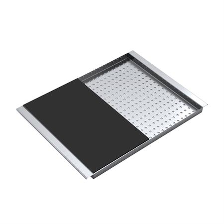 BARAZZA COPRIVASCA RETTANG. INOX CON TAGLIERE HPL NERO D