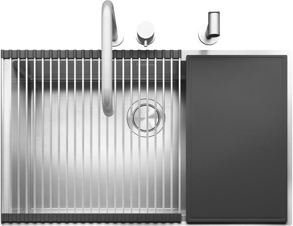 BARAZZA VASCA QUADRA R.12 FILO/INC. 70X40 H.20 INOX +KIT